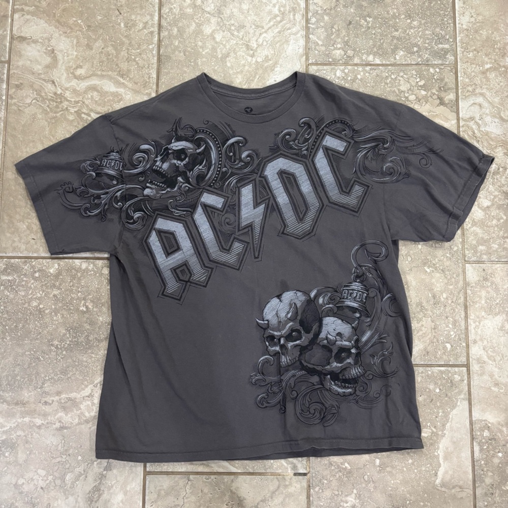 Liquid Blue AC/DC Bells‎ Skulls Grahic Print T-Shirt Men's XXL